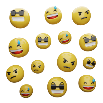3d illustration Yellow faces.expressions and emotions png