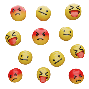 3d illustration Yellow faces.expressions and emotions png