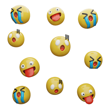 3d illustration Yellow faces.expressions and emotions png
