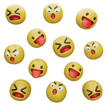 3d illustration Yellow faces.expressions and emotions png