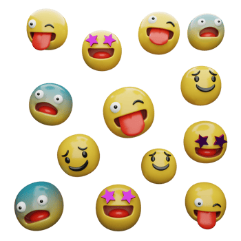 3d illustration Yellow faces.expressions and emotions png