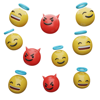 3d illustration Yellow faces.expressions and emotions png