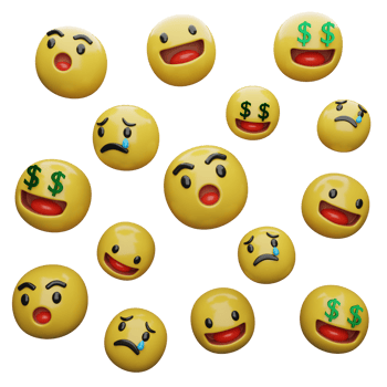 3d illustration Yellow faces.expressions and emotions png