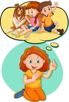 A girl thinking with callout vector
