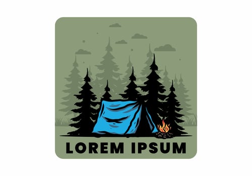 Midnight camping with bonfire illustration vector