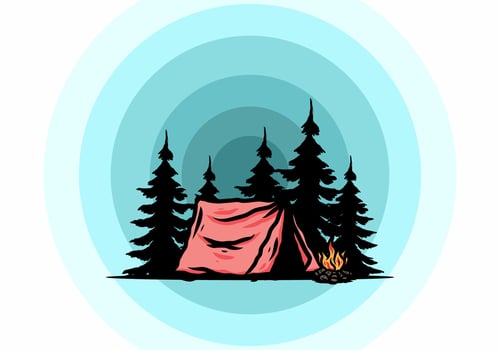 Midnight camping with bonfire illustration vector