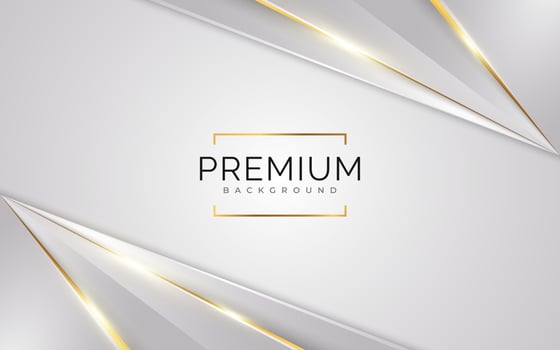 Luxury White and Gold Background with Golden Lines and Paper Cut Style. Premium Gray and Gold Background for Award, Nomination, Ceremony, Formal Invitation or Certificate Design vector