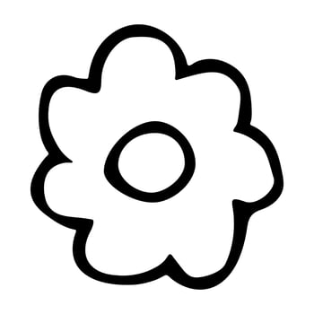 Vector simple flower doodle clipart. Hand drawn floral illustration. For print, web, design, decor, logo.