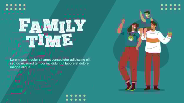 happy family illustration banner design vector