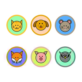 Cute animal pin sticker set vector design