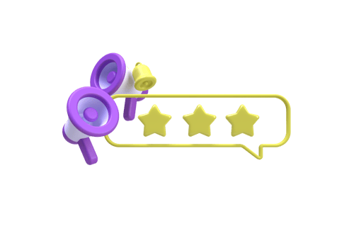 Megaphone with rating star Customer review Feedback illustration background 3D render icon for business png