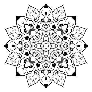 Black and white mandala floral pattern, Vintage decorative elements, Mandala background vector