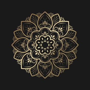 gold Mandala with vintage floral style, Vector mandala Oriental pattern,