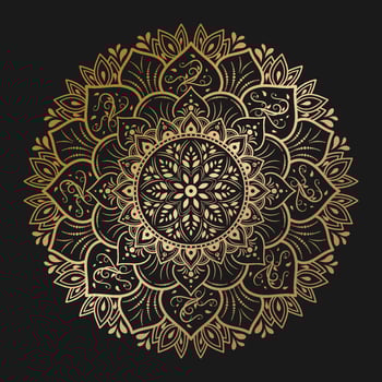 gold Mandala with vintage floral style, Vector mandala Oriental pattern,