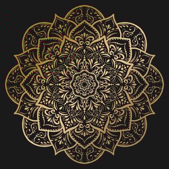 gold Mandala with vintage floral style, Vector mandala Oriental pattern,