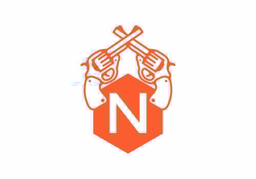 Two guns line art illustration with N initial letter vector