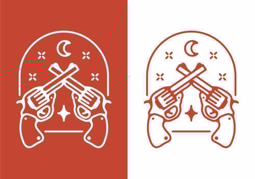 Two guns line art illustration vector