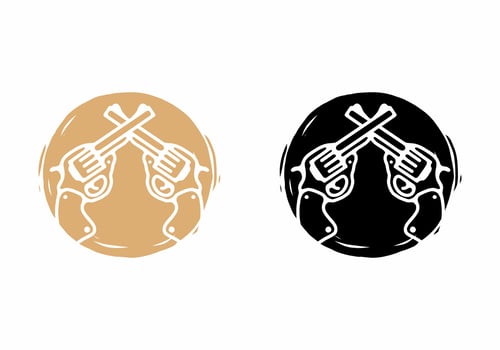 Two guns line art illustration vector