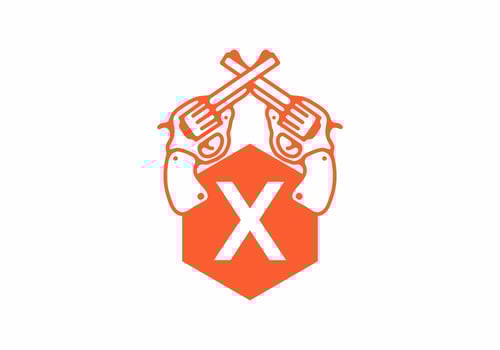Two guns line art illustration with X initial letter vector