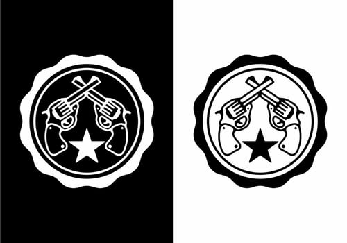 Two guns line art illustration vector