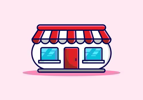 Unique red pink store building vector