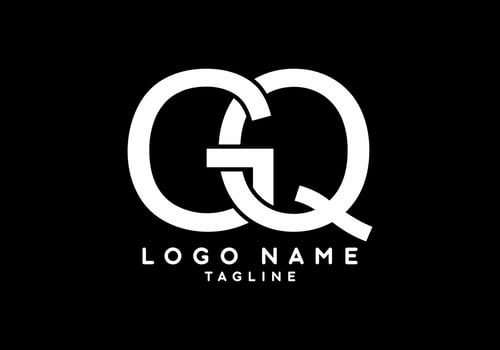 White black GQ initial letter logo vector