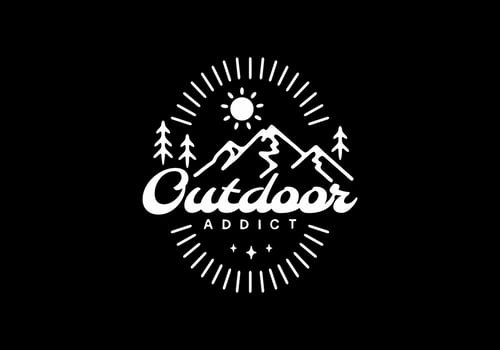 White black color line art of outdoor addict vector