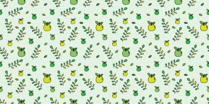 Seamless floral pattern background, Vector fruits ornament, Hand drawn decorative element, Seamless backgrounds and wallpapers for fabric, packaging, Decorative print, Textile, repeating pattern