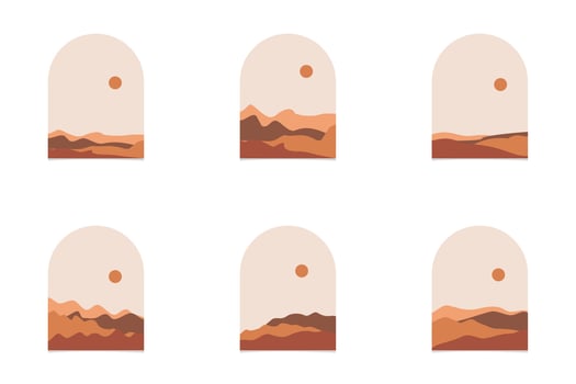 Set of Terrain Abstract Landscape. Abstract boho landscape vector