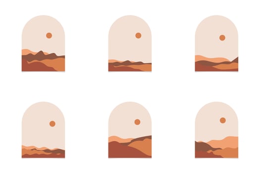 Set of Terrain Abstract Landscape. Abstract boho landscape vector