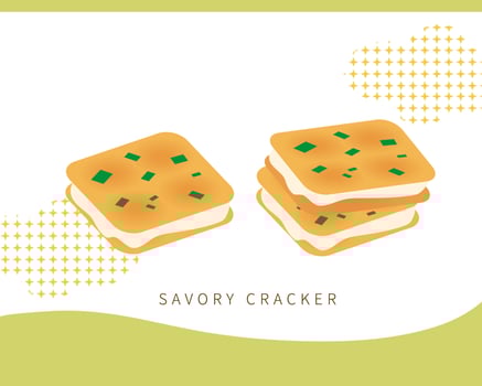 Vegetable soda crackers with nougat, Taiwanese traditional dessert biscuits vector