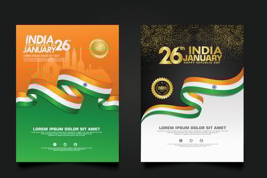 set poster promotions India happy Republic Day background template vector