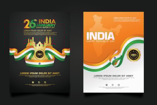 set poster promotions India happy Republic Day background template vector