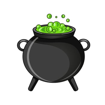 Vector Illustration of a Witch's Cauldron. Halloween Cartoon magic illustration.