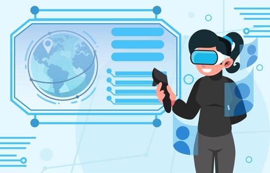 The Future Teacher with VR vector