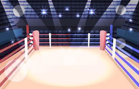 Boxing Ring with Spot Lamps vector