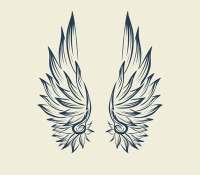 Aesthetic angel wings line art vector design