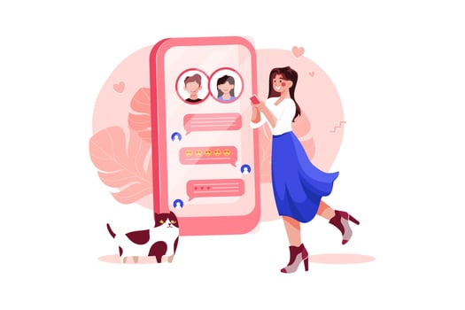 Couple Chatting on Online Dating App vector