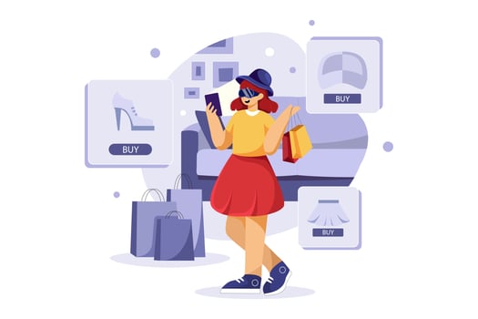 Shopping Using Virtual Technology vector