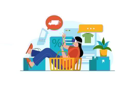 Girl doing Virtual Shopping vector