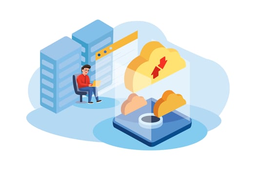 Employer Manages To Cloud Server Hosting vector