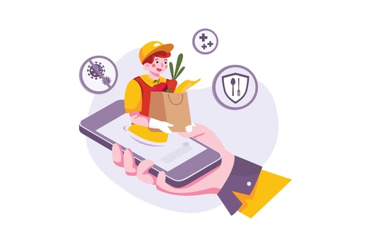 Safe Food Delivery With The App vector