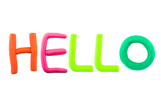message hello Funny plasticine alphabet letters on white background png