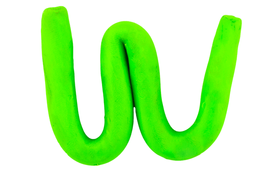 alphabet w English colorful letters Handmade letters molded from plasticine clay on Isolated white background png