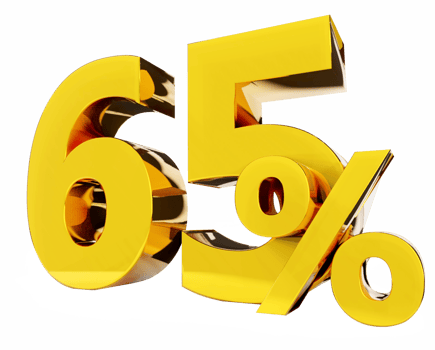 65 percent Golden symbol , 3D render png