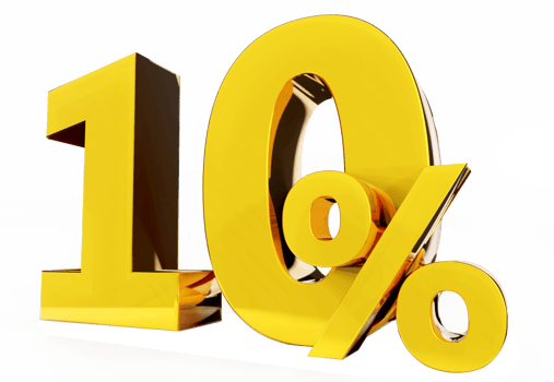 10 percent Golden symbol , 3D render png