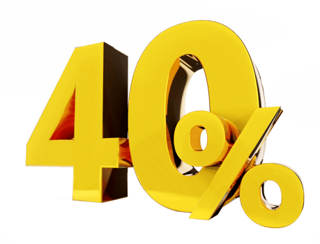 40 percent Golden symbol , 3D render png