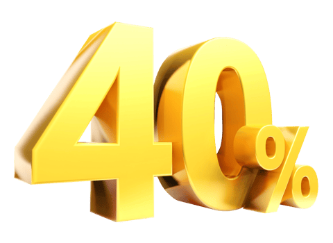 40 percent Golden symbol , 3D render png