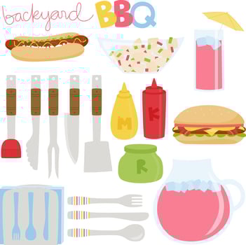 Backyard BBQ Party Food and Drink vector
