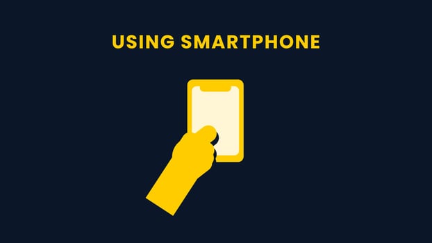 Hand using phone flat illustration vector
